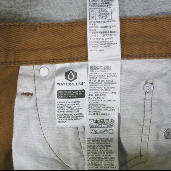 Levi's 513 Jeans Men's 32x28 Straight Fit Flex Stretch Brown Beige - Picture 7 of 15